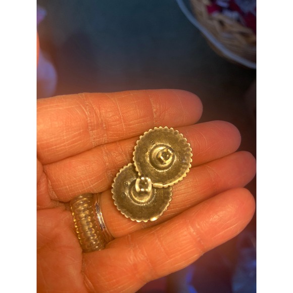 Sterling Silver Concho Stud Earrings Southwestern Sunburst Scalloped 925 Studs - Picture 5 of 7